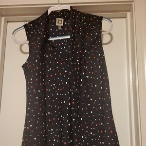 Anne Klein polka-dot tie neck top